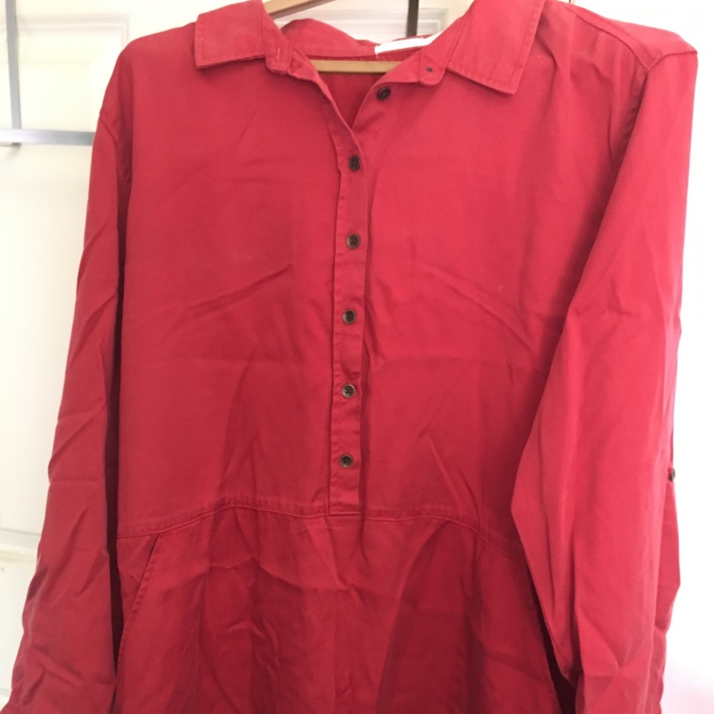 Brick red button up dress